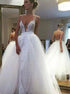 A Line Spaghetti Straps Backless  Wedding Dress with Lace Detachable LBQW0013